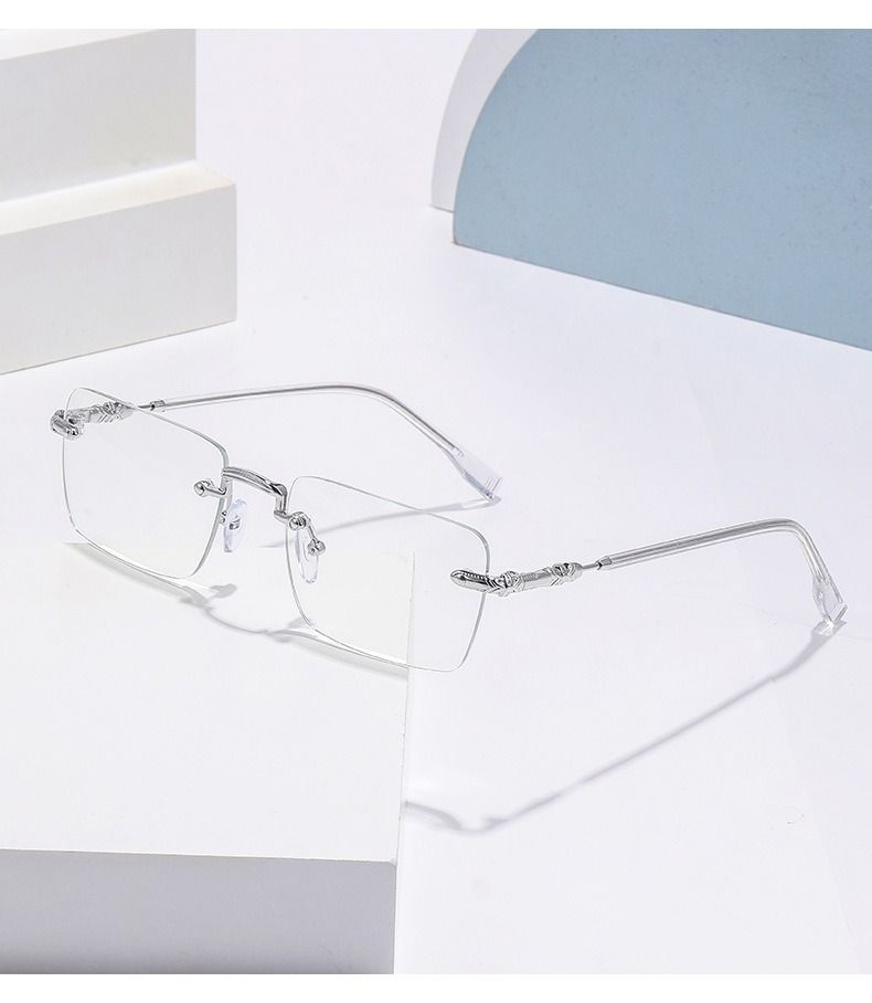 Fashion Men Women Transparent Eyeglasses Lens Color Changing Eyewear Rimless Square Photochromic Glasses 1PC
