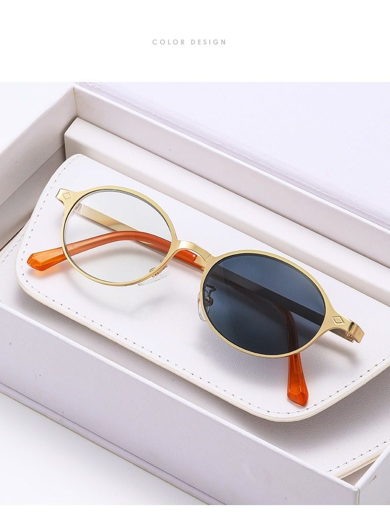 High Quality Metal Eyeglasses Frame Blue Light Photochromic Glasses Change Color in sunlight Trendy Photochromic Eyewear 1PC