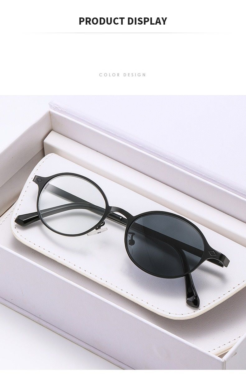High Quality Metal Eyeglasses Frame Blue Light Photochromic Glasses Change Color in sunlight Trendy Photochromic Eyewear 1PC