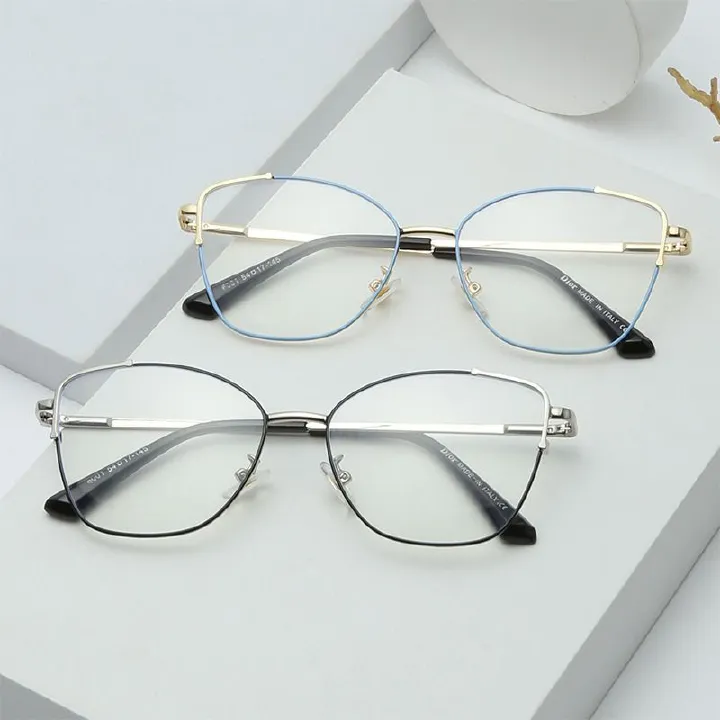Fashion Cartoon Diamond Face Shape Square Full-Rim Metal Anti-Blue Light Blocking Photochromic Eyeglasses Frames for Men Women 1pc