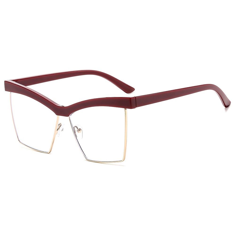 Unique Semi-Rimless Leopard Cat Eye Eyeglasses Women 2025 New Fashion Clear Lens Computer Glasses Ladies Trend Oversized Eyewear 1PC