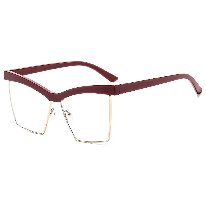 Unique Semi-Rimless Leopard Cat Eye Eyeglasses Women 2025 New Fashion Clear Lens Computer Glasses Ladies Trend Oversized Eyewear 1PC