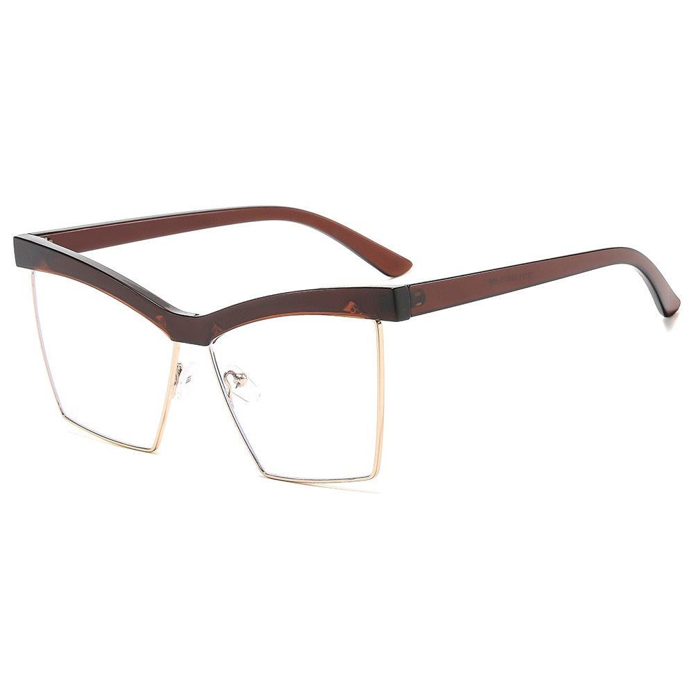 Unique Semi-Rimless Leopard Cat Eye Eyeglasses Women 2025 New Fashion Clear Lens Computer Glasses Ladies Trend Oversized Eyewear 1PC
