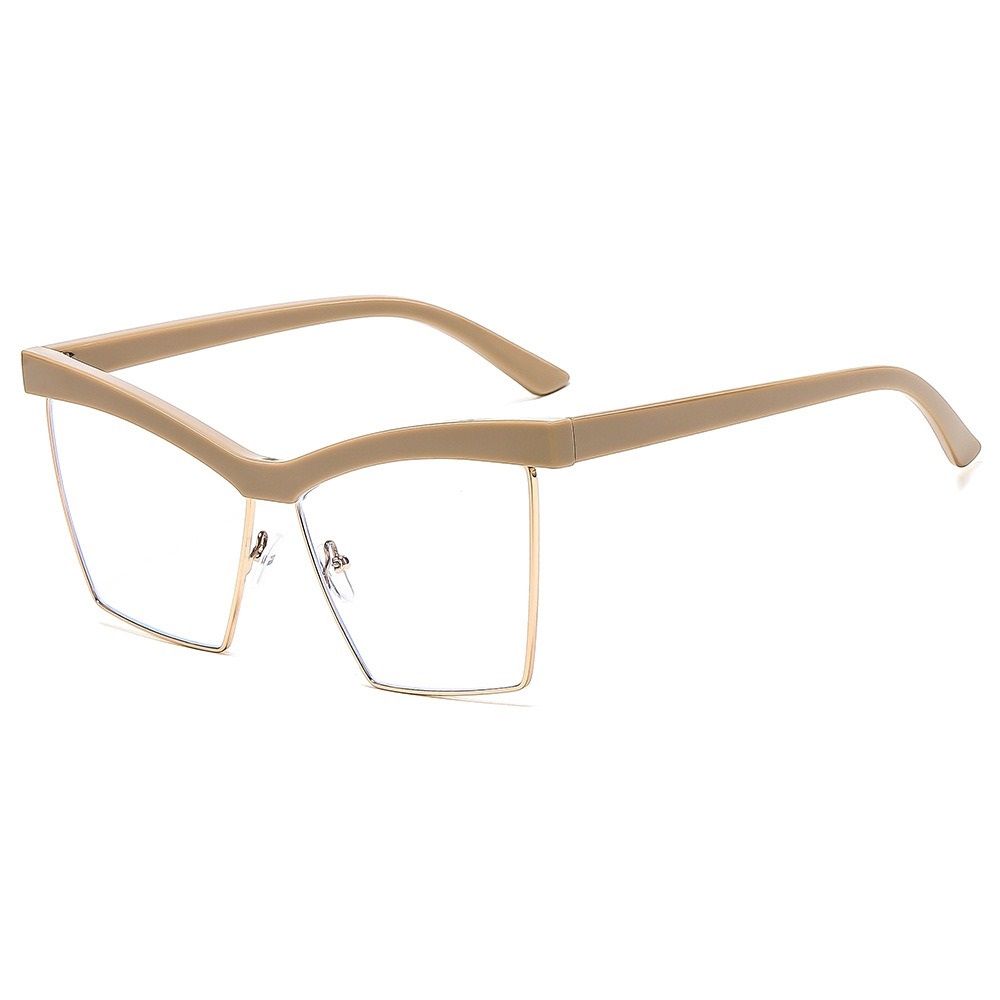 Unique Semi-Rimless Leopard Cat Eye Eyeglasses Women 2025 New Fashion Clear Lens Computer Glasses Ladies Trend Oversized Eyewear 1PC