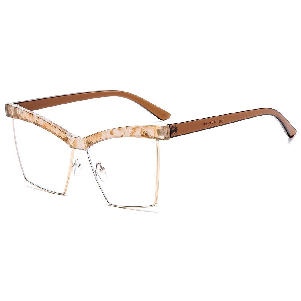 Unique Semi-Rimless Leopard Cat Eye Eyeglasses Women 2025 New Fashion Clear Lens Computer Glasses Ladies Trend Oversized Eyewear 1PC