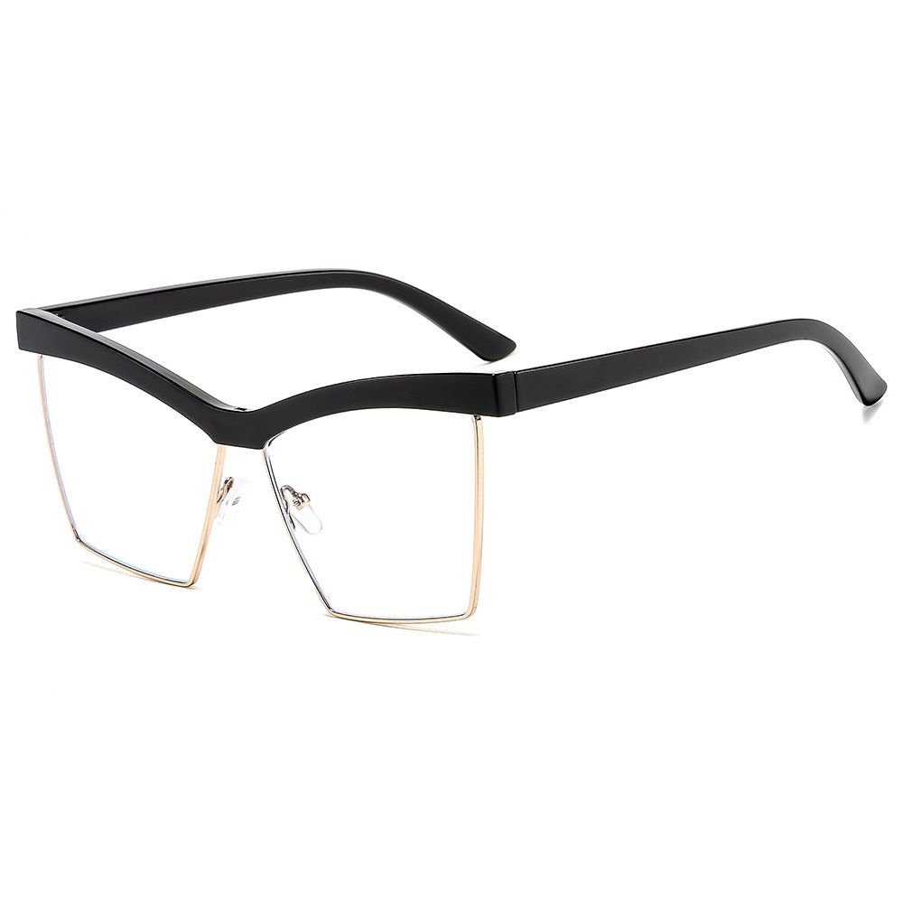 Unique Semi-Rimless Leopard Cat Eye Eyeglasses Women 2025 New Fashion Clear Lens Computer Glasses Ladies Trend Oversized Eyewear 1PC