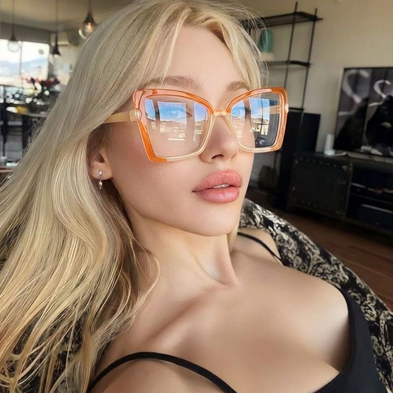 Unisex New Fashion Color-Block Butterfly Frame Cat Eye Sunglasses Colorful Blue Light Blocking UV400 Protection Durable Full Rim 1PC