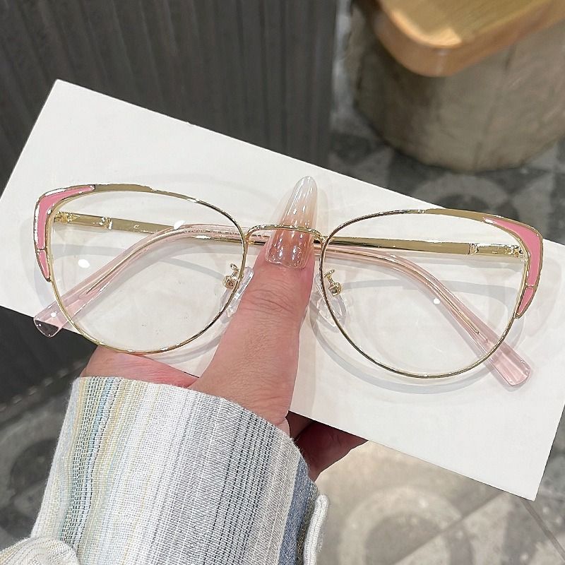 148 Luxury Cat Eye Women's Eyeglass Frame Fashion Metal Cateye Clear Lenses Glasses Vintage Transparent Optical Spectacle 1PC