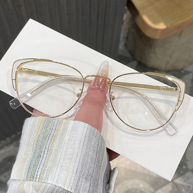 148 Luxury Cat Eye Women's Eyeglass Frame Fashion Metal Cateye Clear Lenses Glasses Vintage Transparent Optical Spectacle 1PC