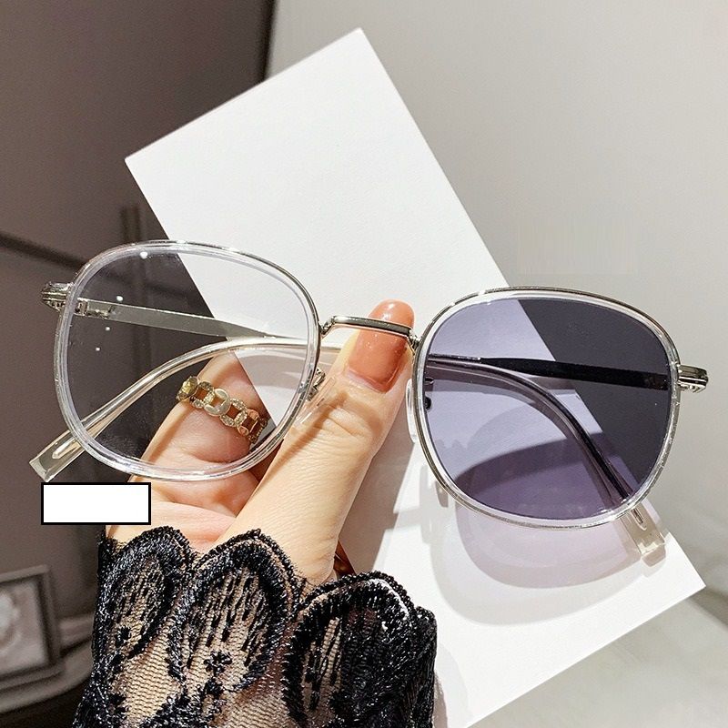 Photochromic Lens Anti Blue Light Round Brown Tawny Retro Photo Grey Lenses 2026 Computer Optical Girls Women 2026 Glasses 1PC