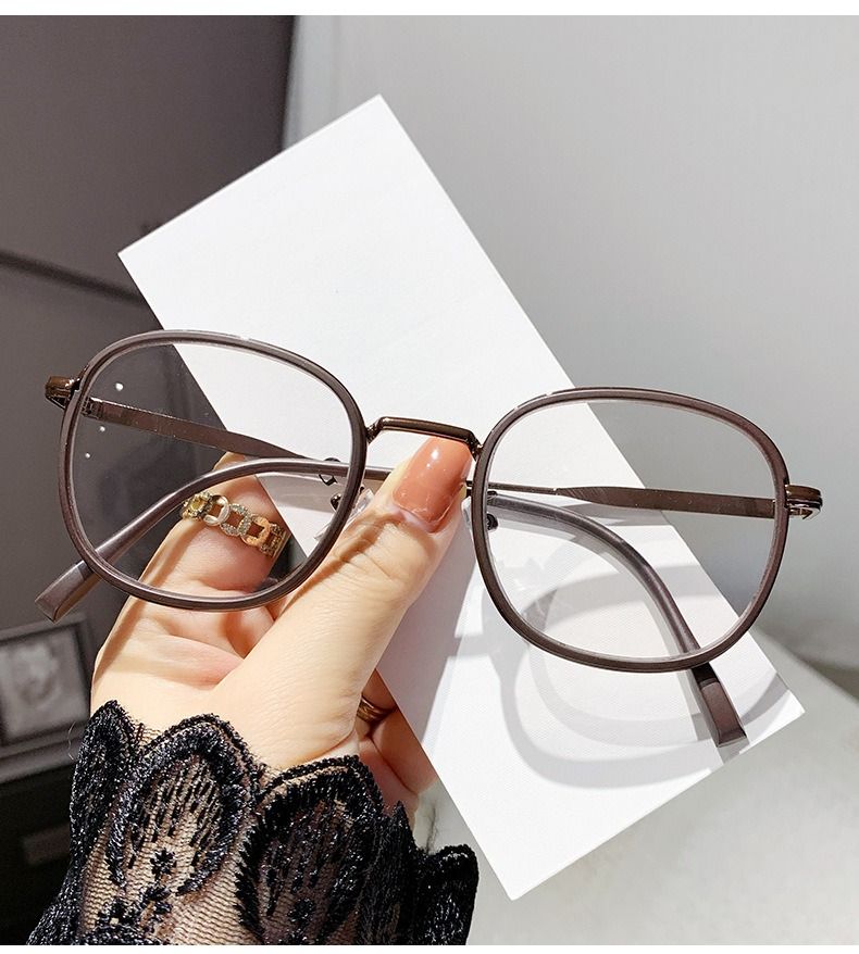 Photochromic Lens Anti Blue Light Round Brown Tawny Retro Photo Grey Lenses 2026 Computer Optical Girls Women 2026 Glasses 1PC