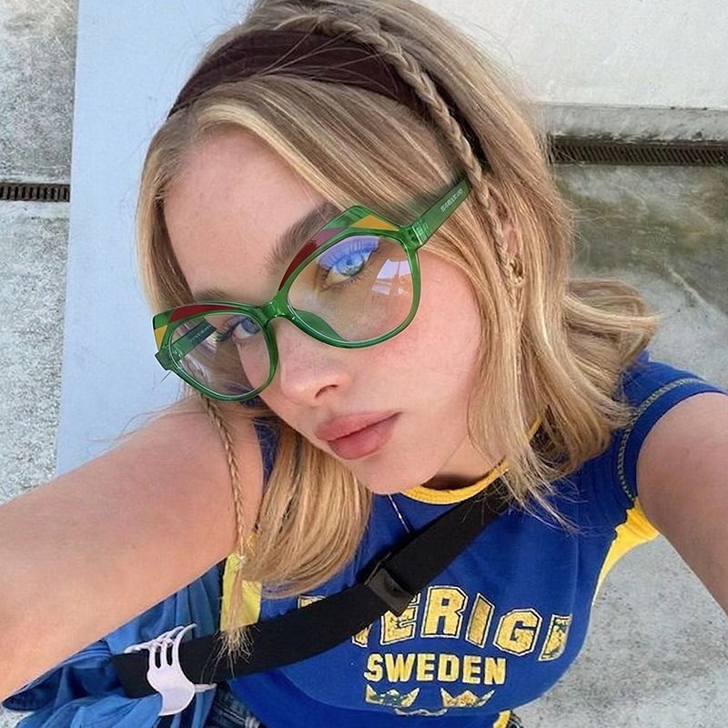 Vintage Polygon Patchwork Anti-blue Light Eyeglasses for Women 2026 New Fashion Clear Lens Glasses Frame Ladies Computer Eyewear 1PC