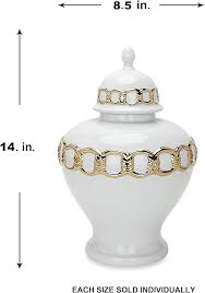 Stylish White & Gold Ceramic Vase – Eye-Catching Decor Piece for Living Rooms & Offices (37 x 21 cm)