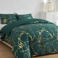 Luxury Gold Marble Duvet Cover Set with Foil-Style Finish – Elegant Bedding for Modern Bedrooms