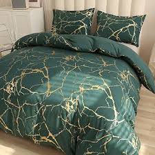 Luxury Gold Marble Duvet Cover Set with Foil-Style Finish – Elegant Bedding for Modern Bedrooms