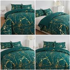 Luxury Gold Marble Duvet Cover Set with Foil-Style Finish – Elegant Bedding for Modern Bedrooms
