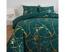 Luxury Gold Marble Duvet Cover Set with Foil-Style Finish – Elegant Bedding for Modern Bedrooms