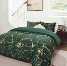 Luxury Gold Marble Duvet Cover Set with Foil-Style Finish – Elegant Bedding for Modern Bedrooms