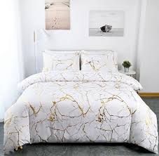 Luxury Gold Marble Duvet Cover Set with Foil-Style Finish – Elegant Bedding for Modern Bedrooms