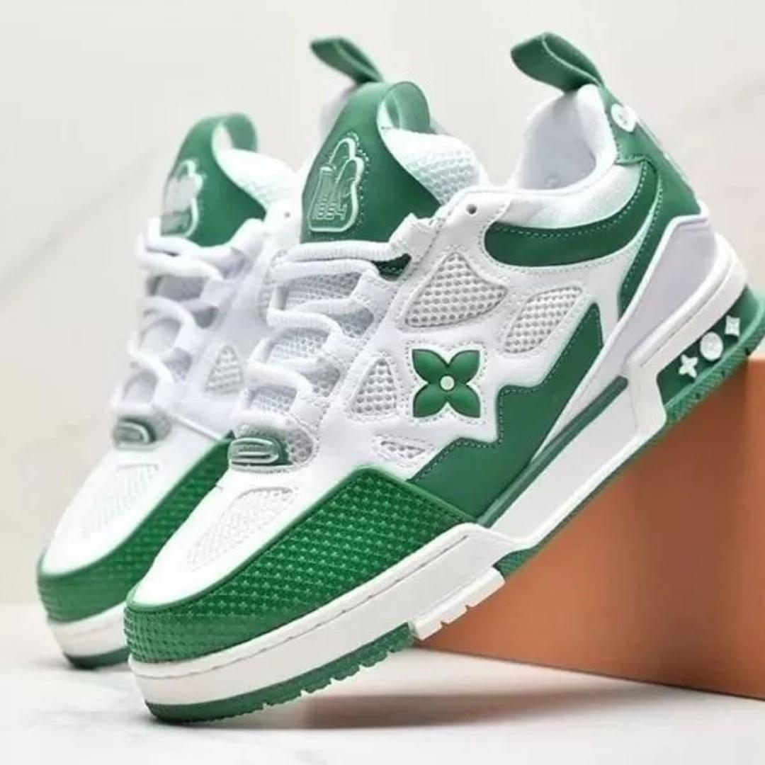 ORIGINAL LOUIS VUITTON SNEAKERS, LV SKATE , MULTI COLOUR WHITE AND GREEN TUNED AIR, HIGH QUALITY SNEAKERS. Best shop for Airforce, Air jordan, Airmax tn, Air force sneakers)