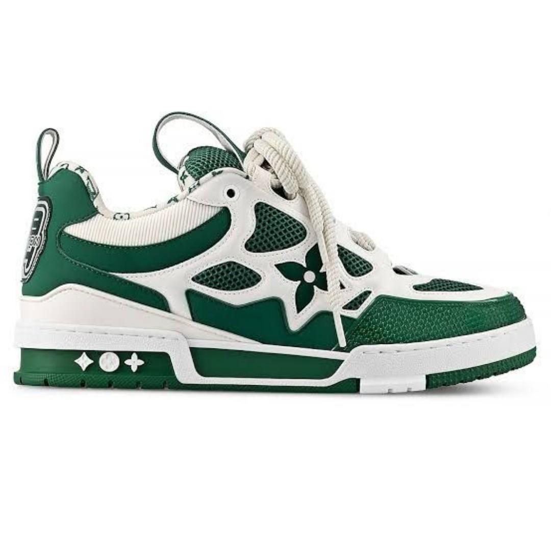 ORIGINAL LOUIS VUITTON SNEAKERS, LV SKATE , MULTI COLOUR WHITE AND GREEN TUNED AIR, HIGH QUALITY SNEAKERS. Best shop for Airforce, Air jordan, Airmax tn, Air force sneakers)