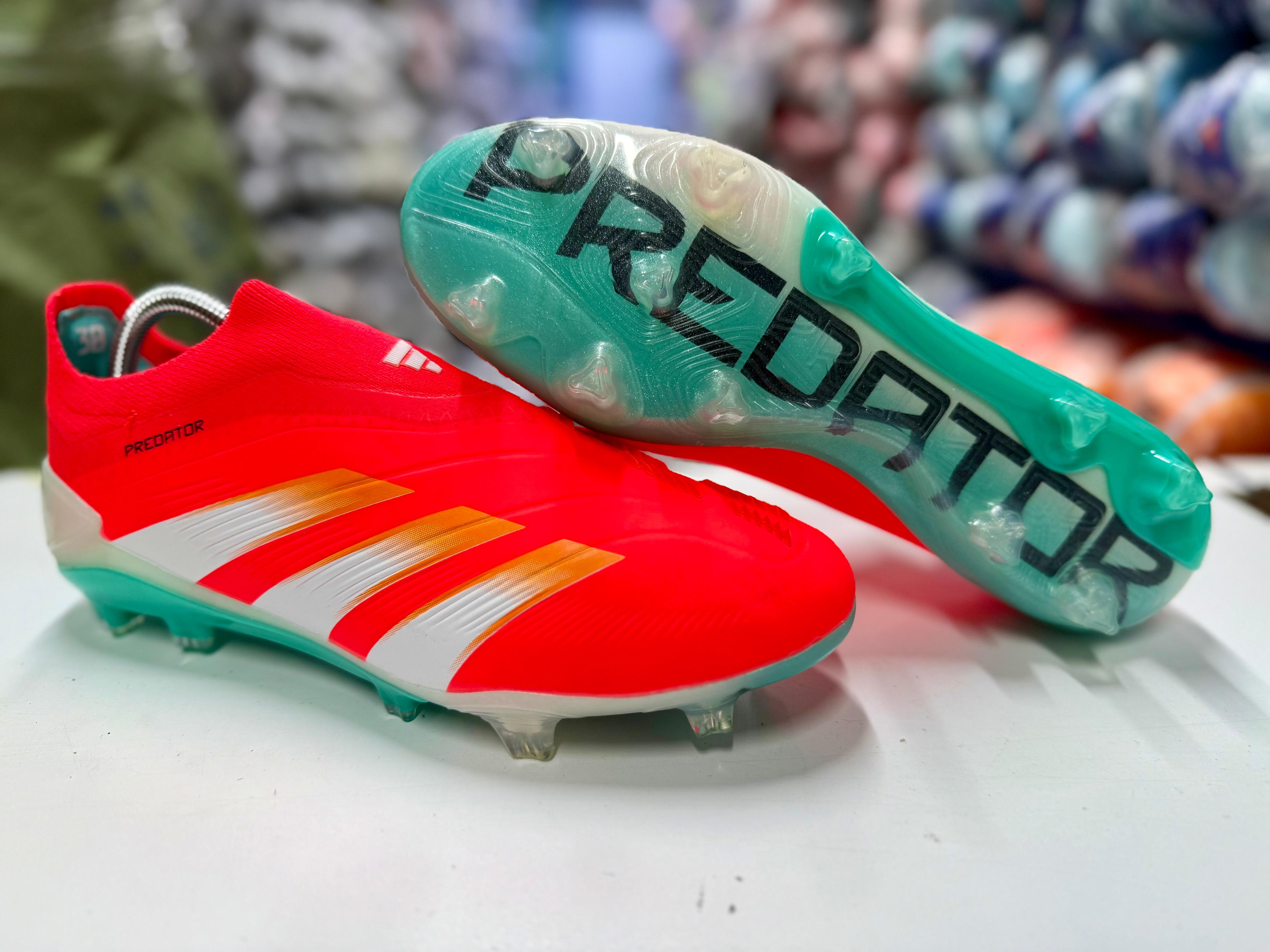 ORIGINAL RED PREDATOR SOCCER BOOTS, QUALITY BLACK FOOTBALL CLEATS