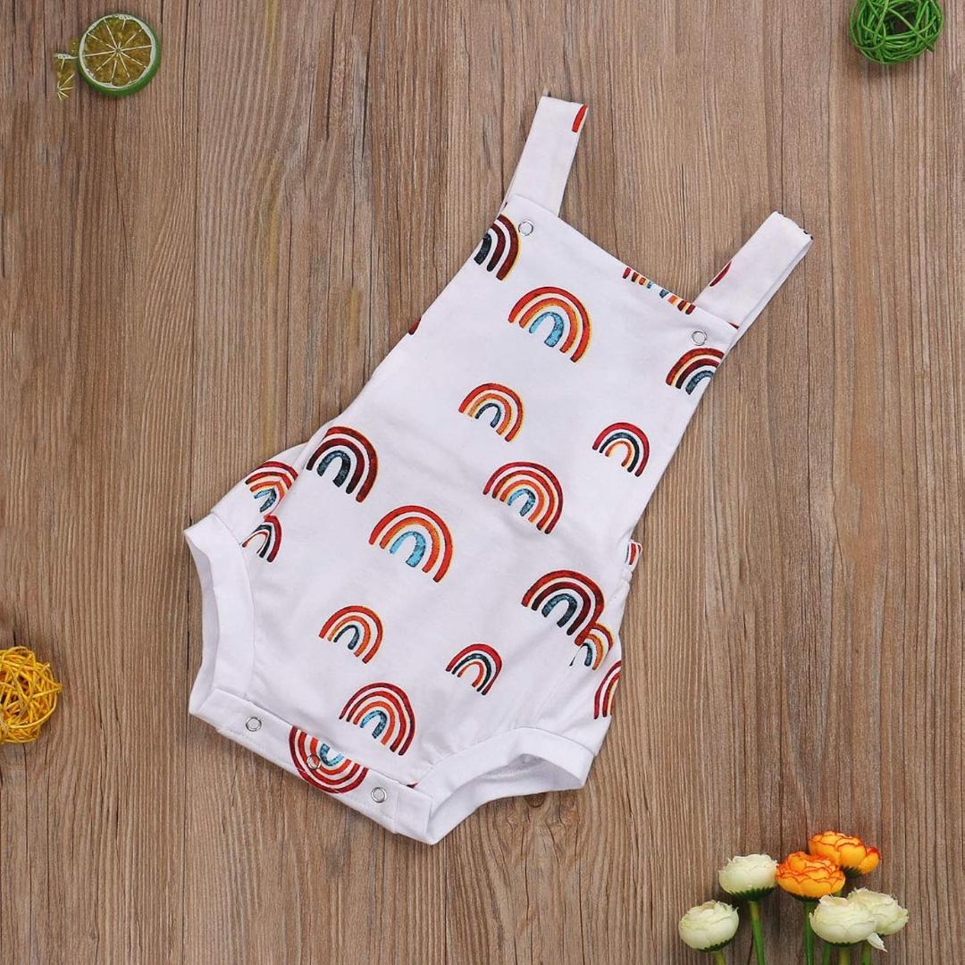 Baby One-piece Clothing Girls Rainbow Suspender Shorts Newborn Romper Jumpsuit