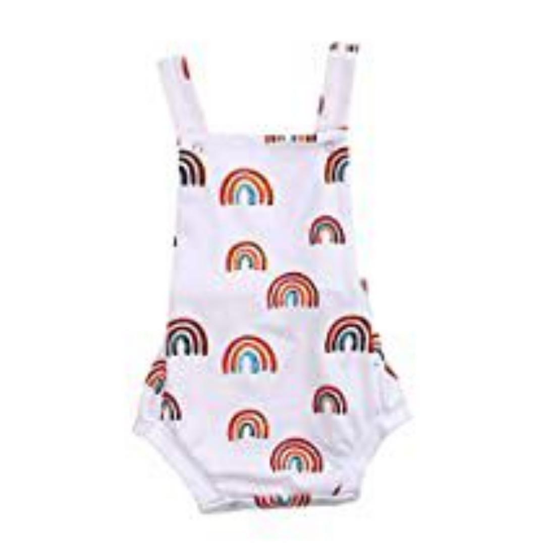 Baby One-piece Clothing Girls Rainbow Suspender Shorts Newborn Romper Jumpsuit