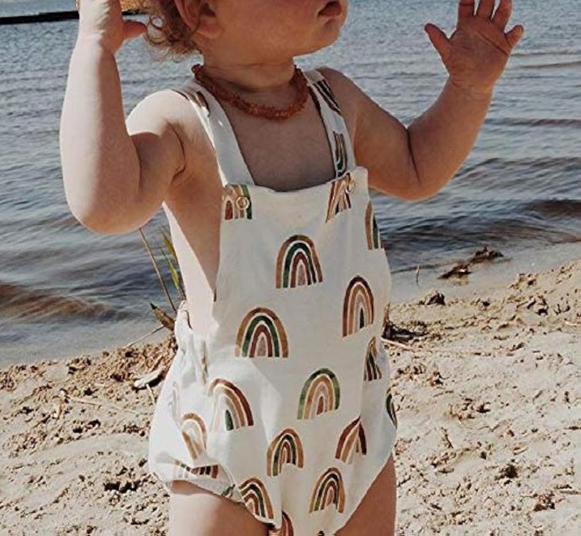 Baby One-piece Clothing Girls Rainbow Suspender Shorts Newborn Romper Jumpsuit