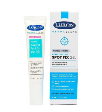1Pc Luron Derma Clear Acne Control Fix Gel 2% Salicylic Acid Acne Treatment Visibly reduces Spots, Fights Blemishes, Improves Skin Texture