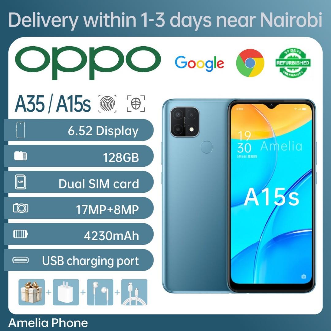 Refurbished OPPO A35 a15s Smartphone 128GB 2G 3G 4G/ LTE Dual SIM Smartphone 6.5 inches Fingerprint Recognition, Facial Recognition 4230mAh