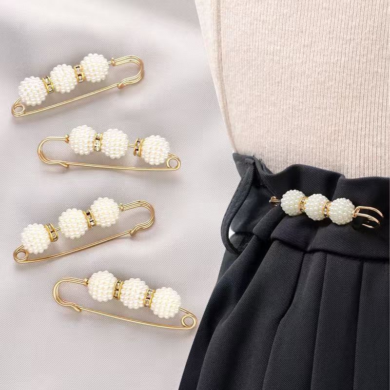 4PCS Multi-purpose Multi-function Imitating Pearl Pin Jewelry, Waist Reduction,pearl Brooch Fixed Girth,decorating Various Clothes/trousers/shirt/dress/sweater/shawl/pant /scarves/jackets/hats/handbag