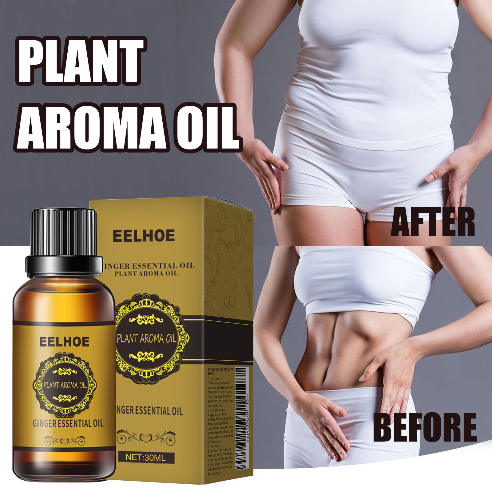 Ginger Slimming Essential Oil, firming and tightening the abdomen, reducing the belly, shaping the thighs and hands of excess fat, natural plant extracts, massage use