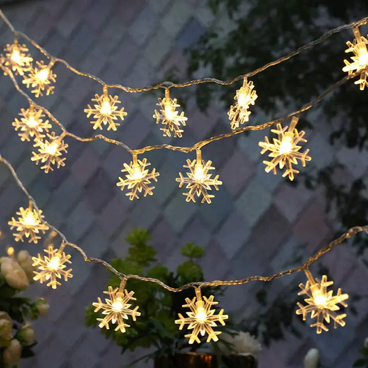 Snowflake Lights, 1.5m to 10m,10 to 80 LED Christmas/Festival Twinkle Snowflake String Lights,Battery Operated, 8 Modes Twinkle Light Waterproof for Outdoor Indoor Tree Room Decor, Warm White 1025
