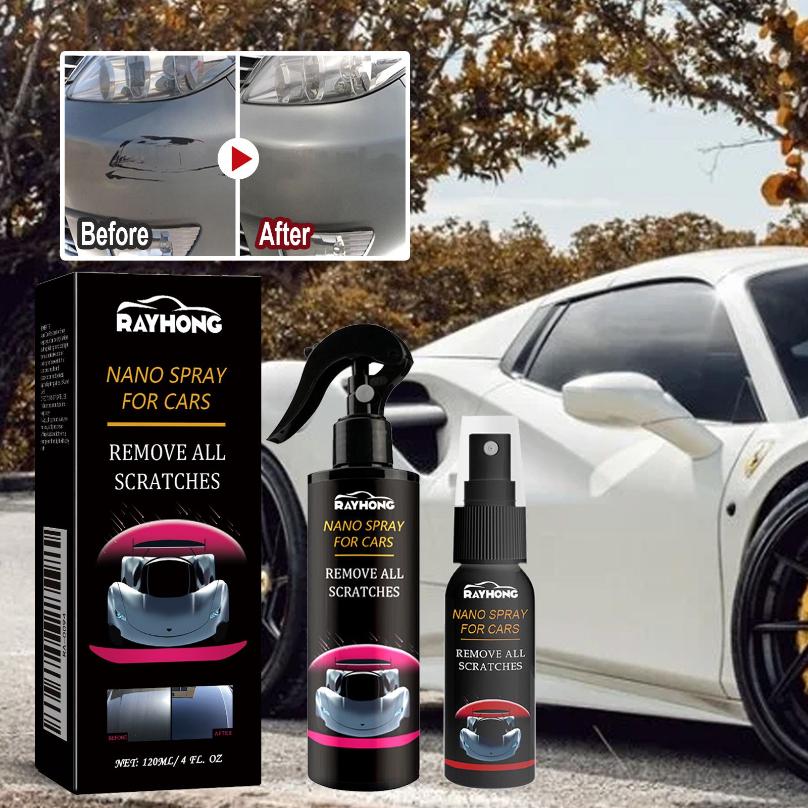 120ml NANO SPRAY FOR CARS REMOVE SLIGHT SCRATCHES，Car Scratch Repair Nano Spray, Car Coating Agent, Nano Spray Quick Repair Car Coating, To Car Paint Plating Crystal, Car Surface Drive Wax Water