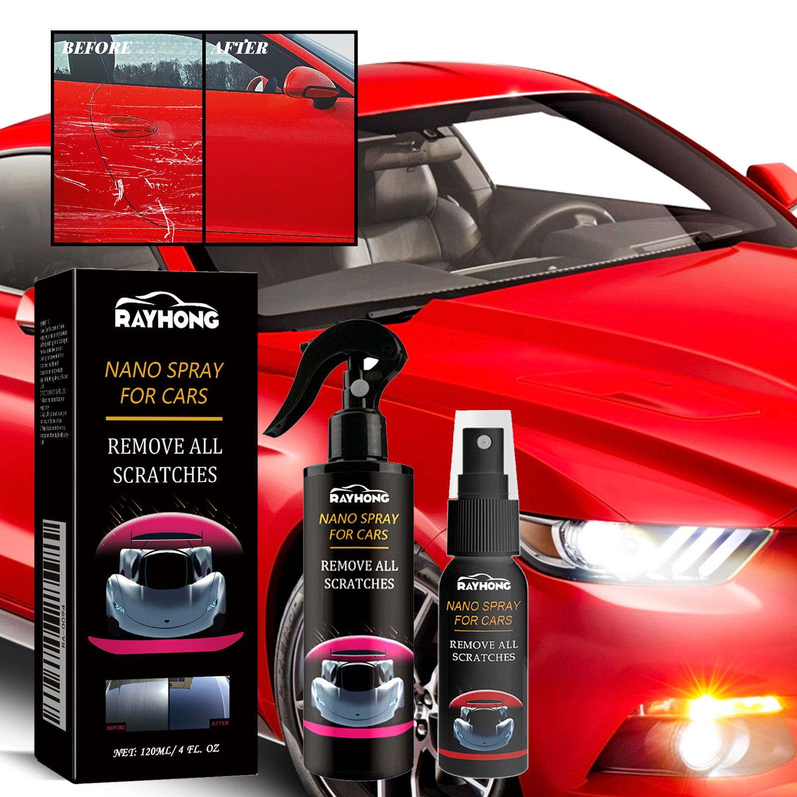 120ml NANO SPRAY FOR CARS REMOVE SLIGHT SCRATCHES，Car Scratch Repair Nano Spray, Car Coating Agent, Nano Spray Quick Repair Car Coating, To Car Paint Plating Crystal, Car Surface Drive Wax Water