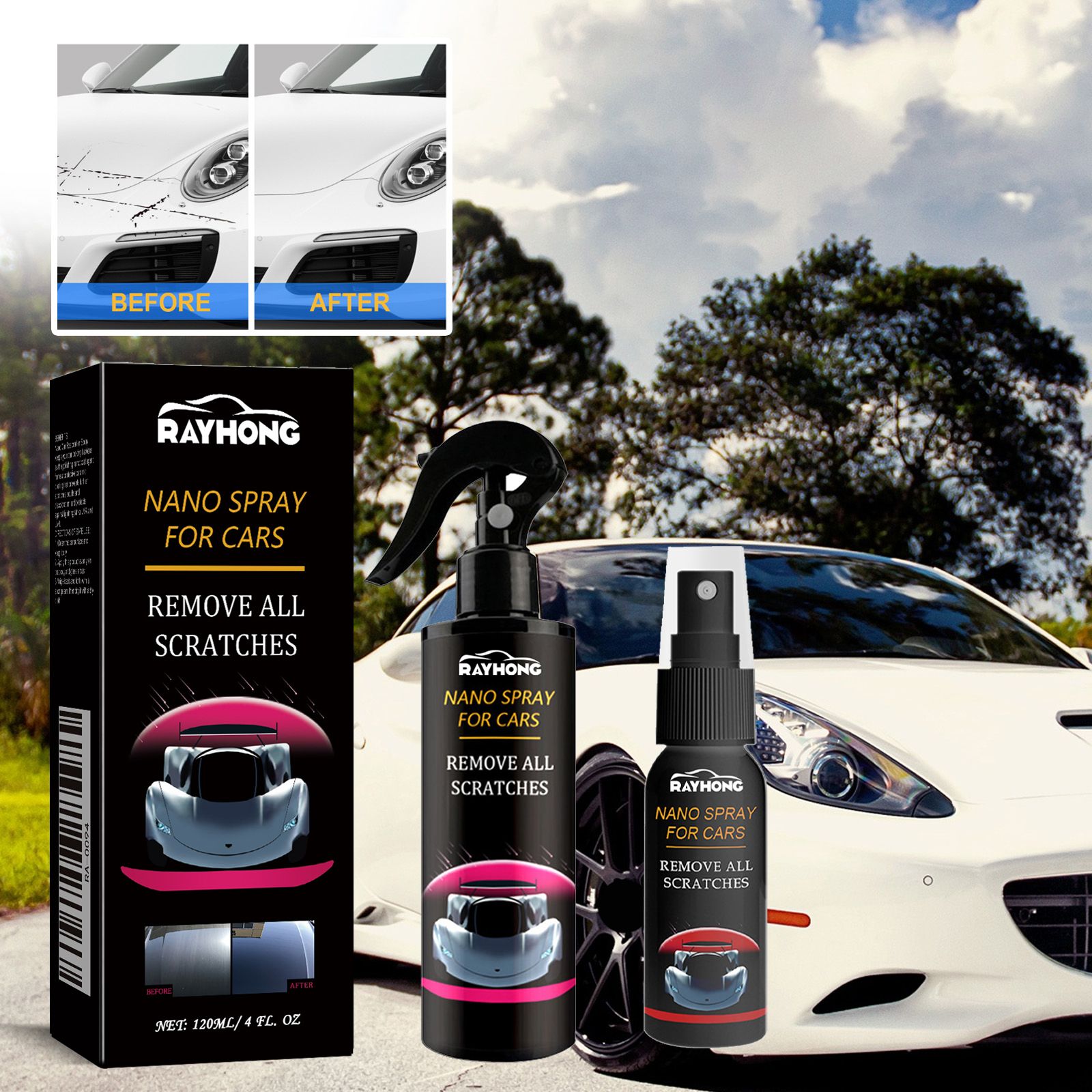 120ml NANO SPRAY FOR CARS REMOVE SLIGHT SCRATCHES，Car Scratch Repair Nano Spray, Car Coating Agent, Nano Spray Quick Repair Car Coating, To Car Paint Plating Crystal, Car Surface Drive Wax Water