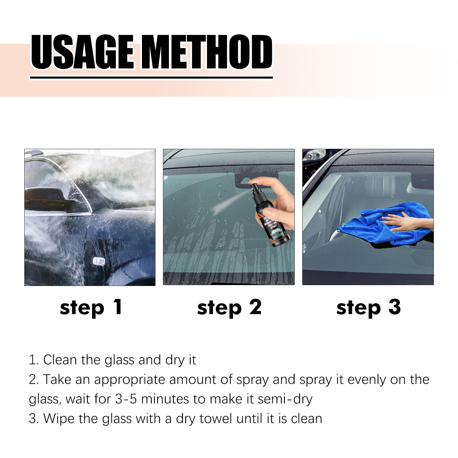 Car Glass Cleaner, Car Glass Anti Fog Hydrophobic Coating Spray, Rainproof Defogger Spray,Car Windshield Mirror Cleaning Oil Film Remover Liquid for Car Windshield,Track, Mirror, Sunglasses,Car Glass