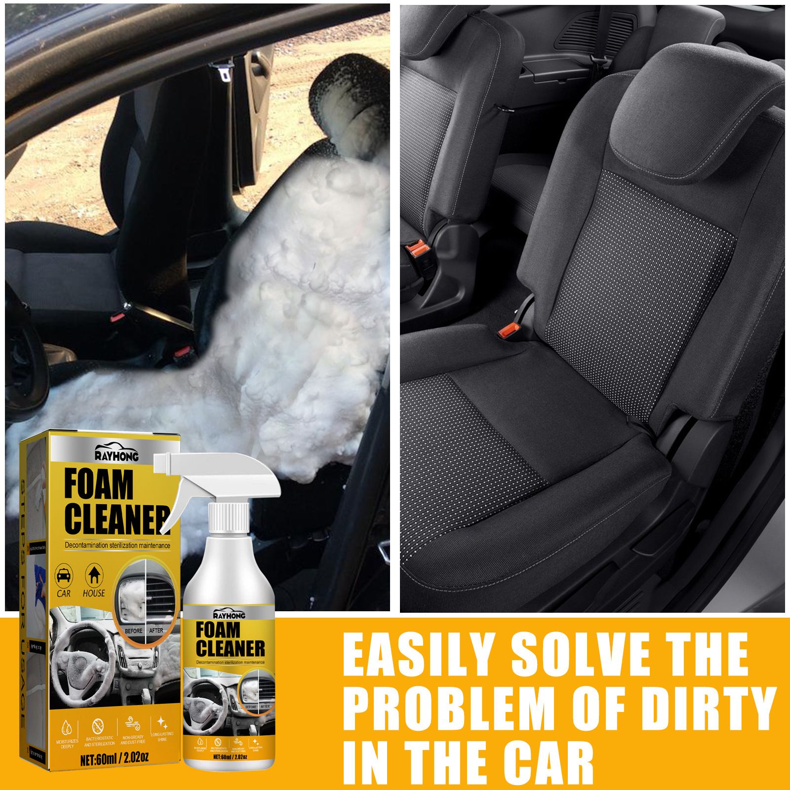 Car Foam Cleaner,Automotive Erobic Foam Cleaning,Safe On All Surfaces,Mild And Non-rritating,more Environmentally Friendly,Natural Without Corrosion,Mild Without Irritation
