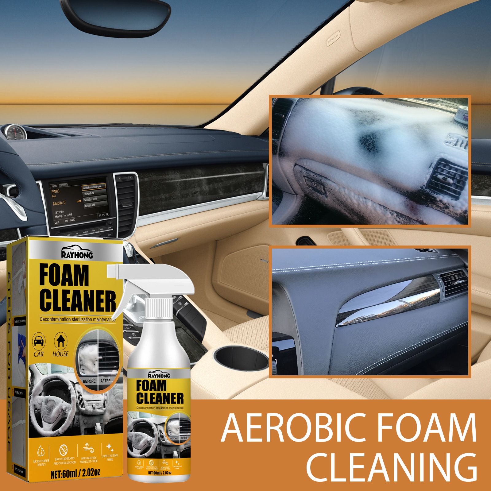 Car Foam Cleaner,Automotive Erobic Foam Cleaning,Safe On All Surfaces,Mild And Non-rritating,more Environmentally Friendly,Natural Without Corrosion,Mild Without Irritation