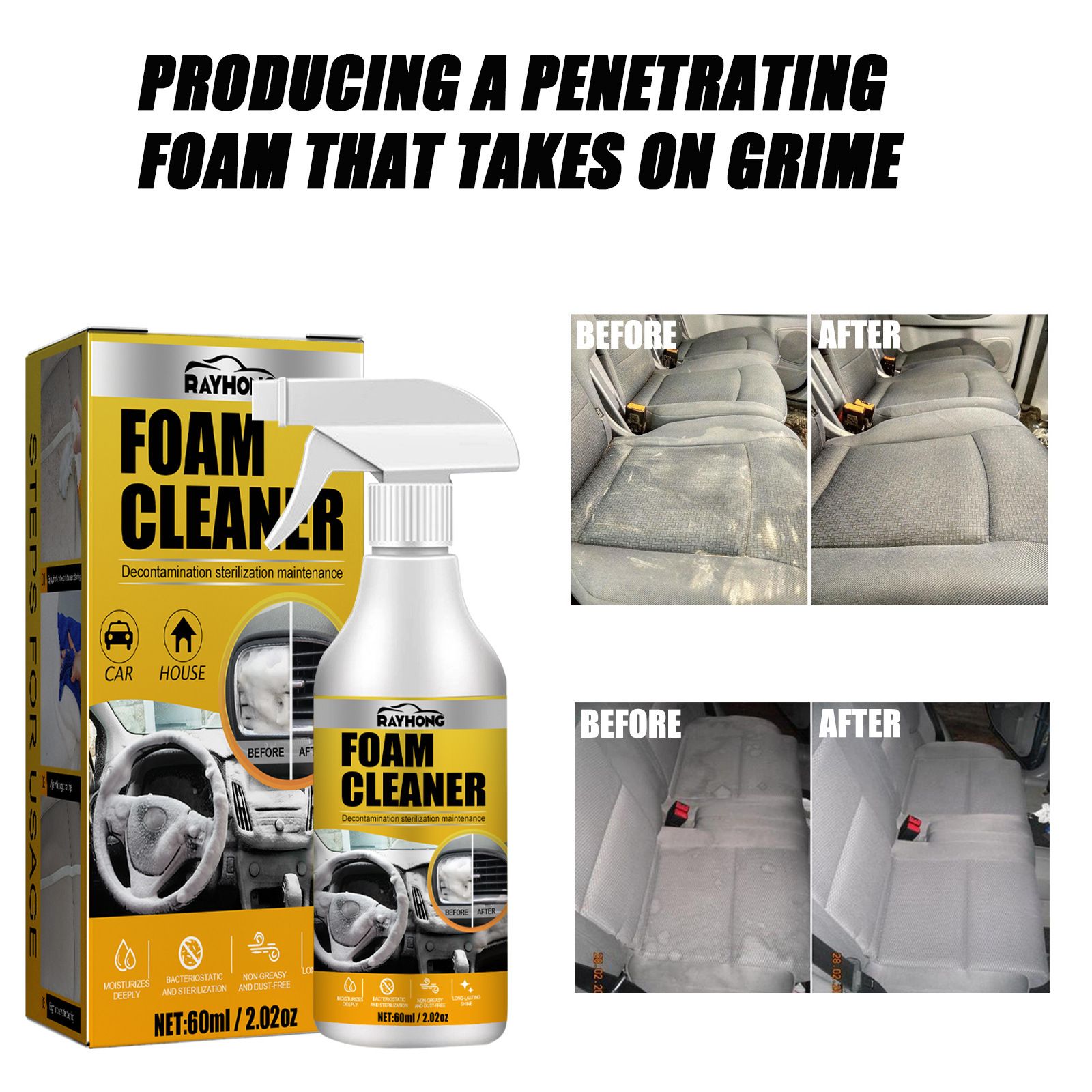 Car Foam Cleaner,Automotive Erobic Foam Cleaning,Safe On All Surfaces,Mild And Non-rritating,more Environmentally Friendly,Natural Without Corrosion,Mild Without Irritation