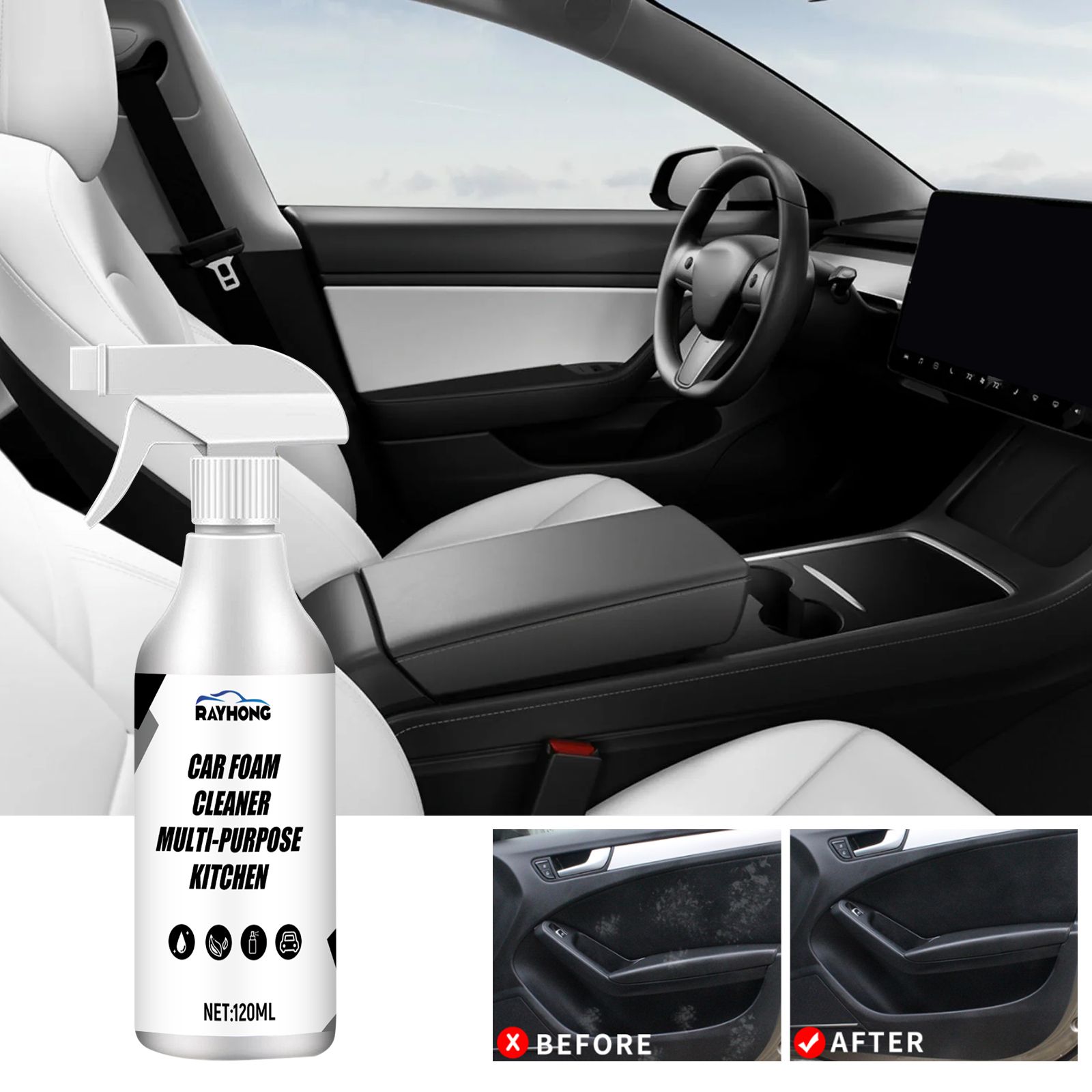 Car Multi-purpose Foam Cleaner，Refurbished Car Seats, Car Upholstery Cleaning, Stain Removal Refurbishing Cleaner