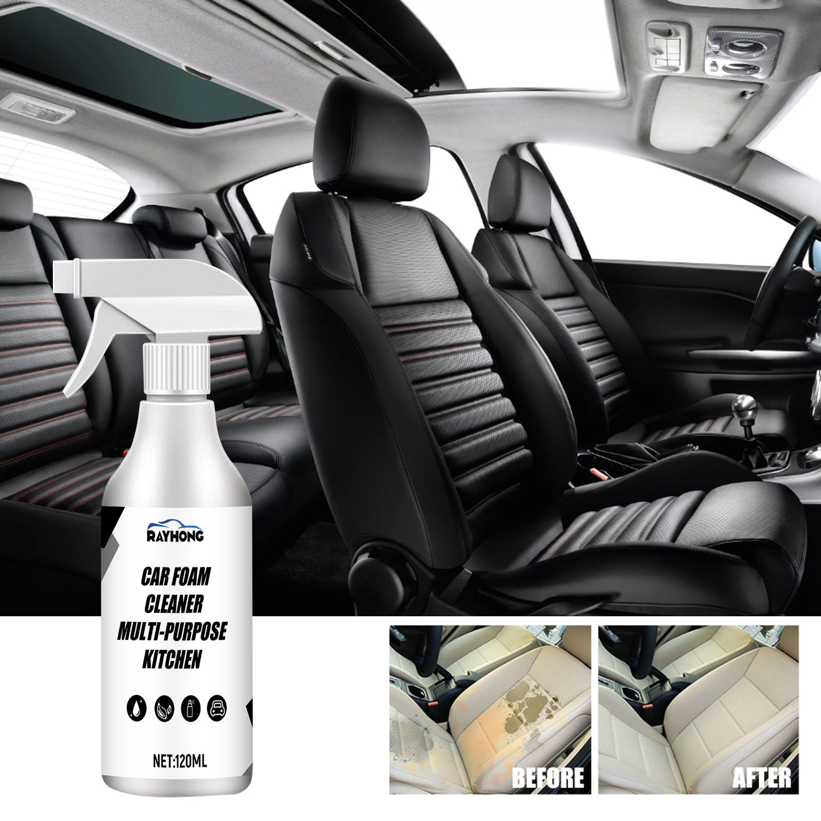 Car Multi-purpose Foam Cleaner，Refurbished Car Seats, Car Upholstery Cleaning, Stain Removal Refurbishing Cleaner