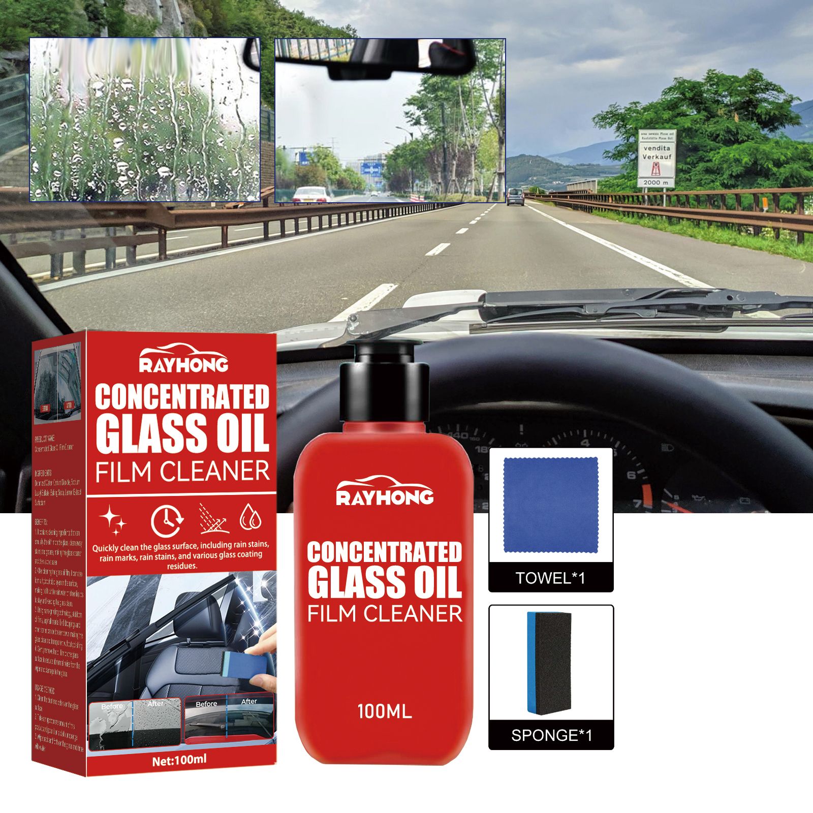 Car Concentrated Glass Oil Film Cleaner，Automobile Windscreen Oil Film Cleaner ,  Vehicle Windscreen Degreasing And Demisting