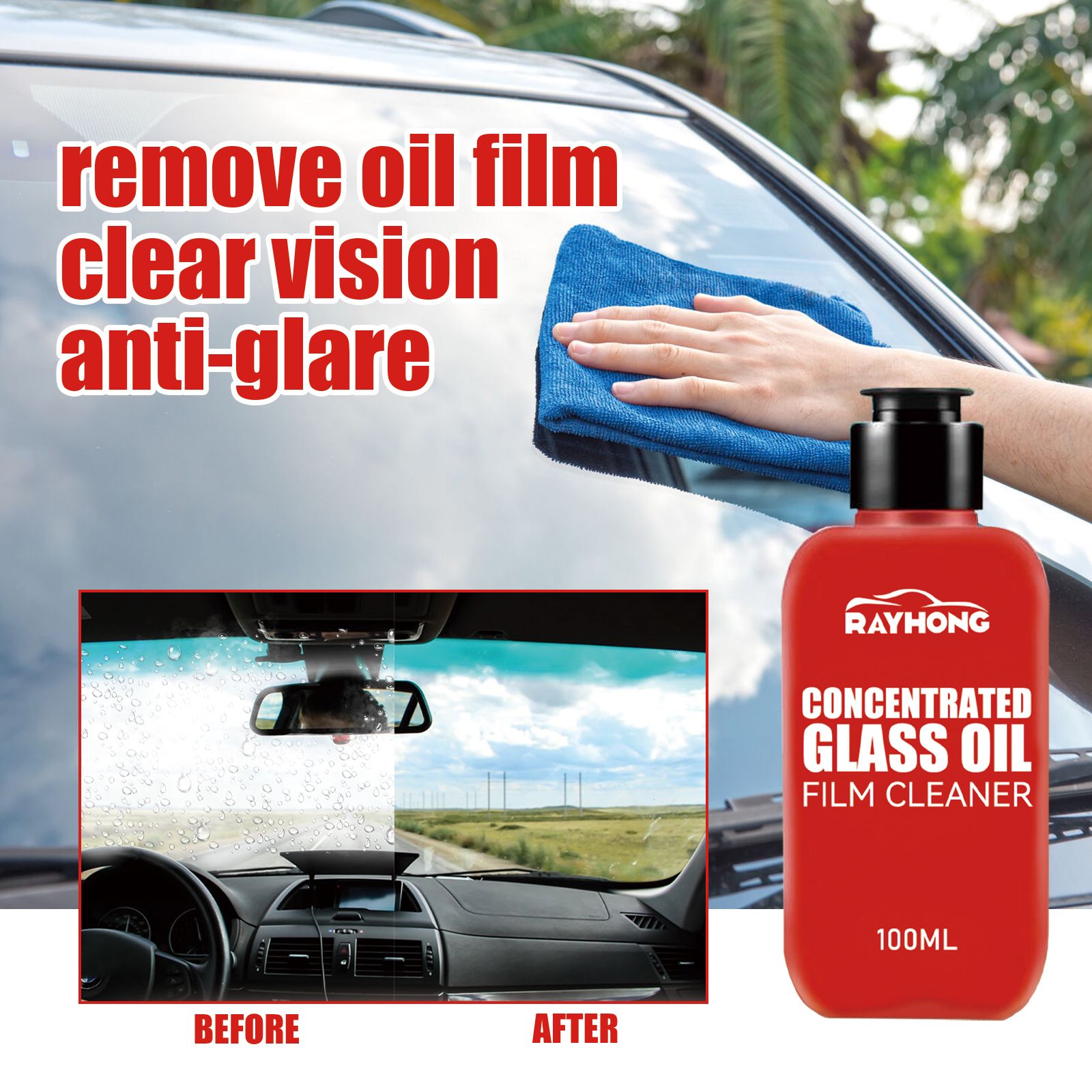 Car Concentrated Glass Oil Film Cleaner，Automobile Windscreen Oil Film Cleaner ,  Vehicle Windscreen Degreasing And Demisting