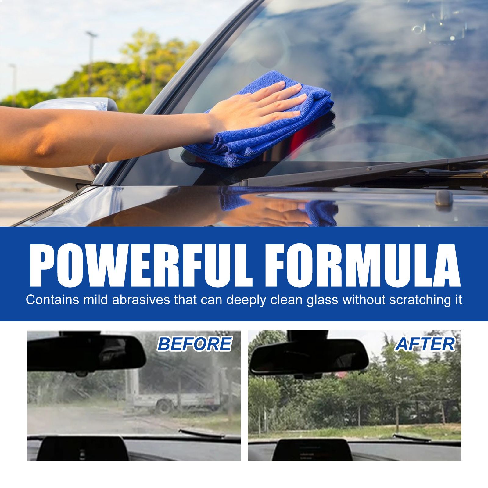 2in1 Car Windshield Oil Film Cleaner ,Automotive Front Windshield Stain Cleaner,Auto Window Stain and Oil Remover,Remove Vehicle Glass Blur