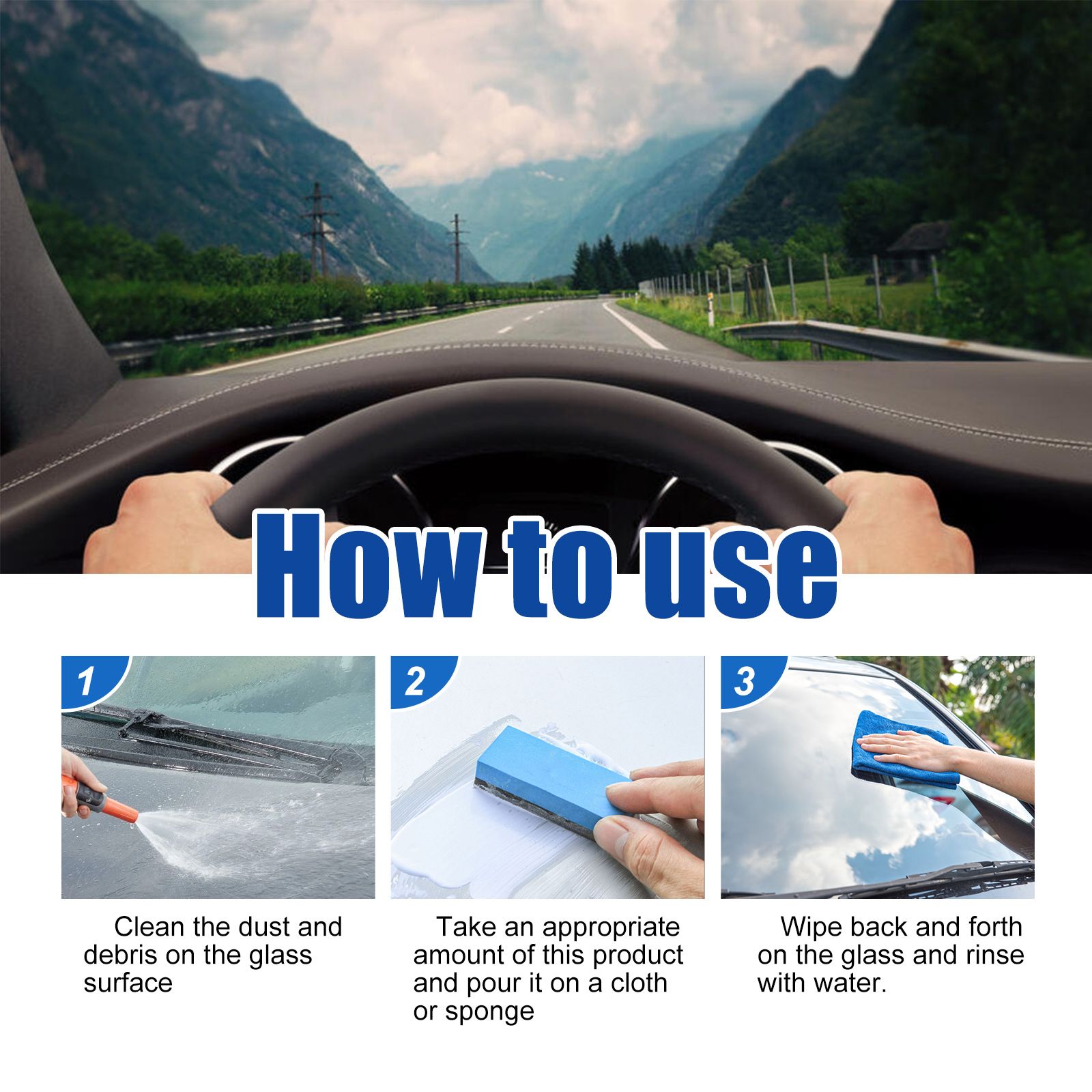 2in1 Car Windshield Oil Film Cleaner ,Automotive Front Windshield Stain Cleaner,Auto Window Stain and Oil Remover,Remove Vehicle Glass Blur