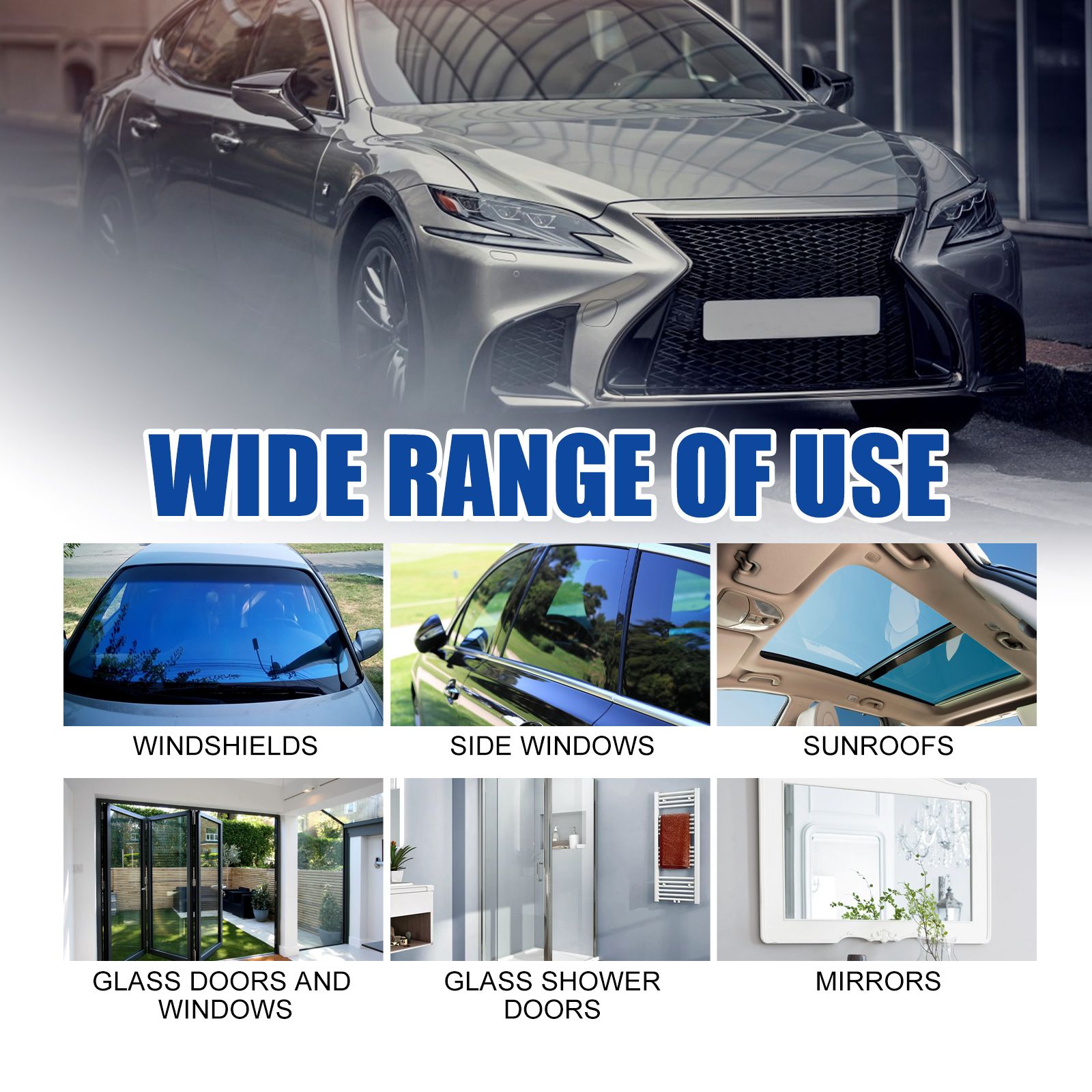 2in1 Car Windshield Oil Film Cleaner ,Automotive Front Windshield Stain Cleaner,Auto Window Stain and Oil Remover,Remove Vehicle Glass Blur