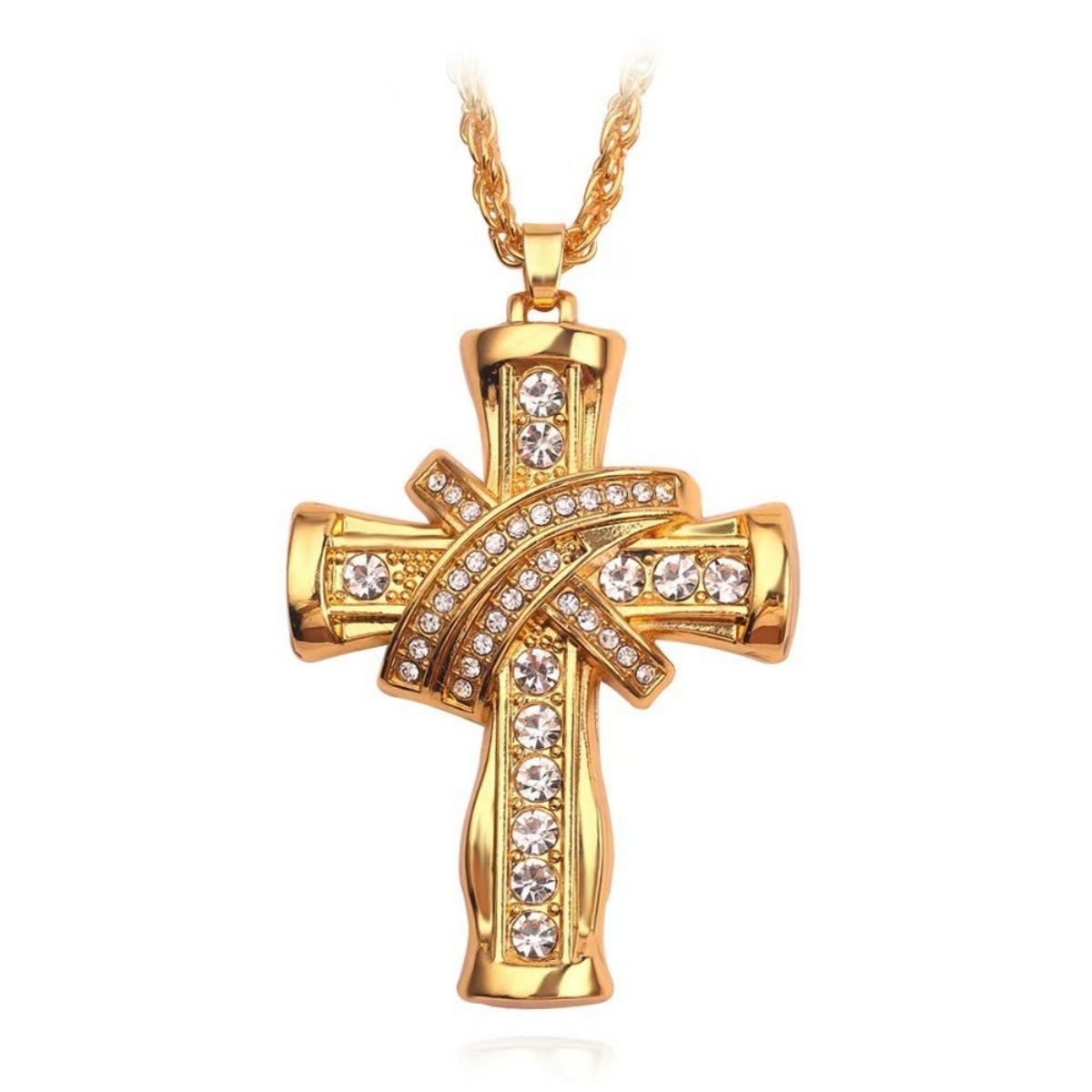 Men's Cross Necklace High Imitation Diamond Pendant Fashion Gold And Silver Jewellery Pendant Youth Fashion Jewelry Christian Faith Jewellery