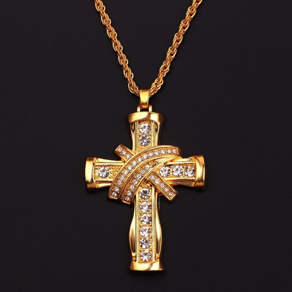 Men's Cross Necklace High Imitation Diamond Pendant Fashion Gold And Silver Jewellery Pendant Youth Fashion Jewelry Christian Faith Jewellery